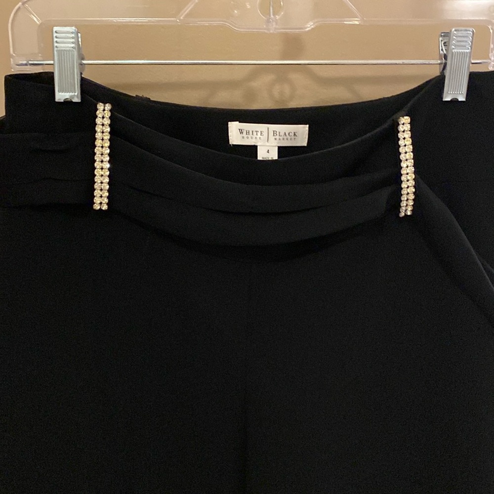 Holiday black pants with rhinestone trim, White House black market, size 4